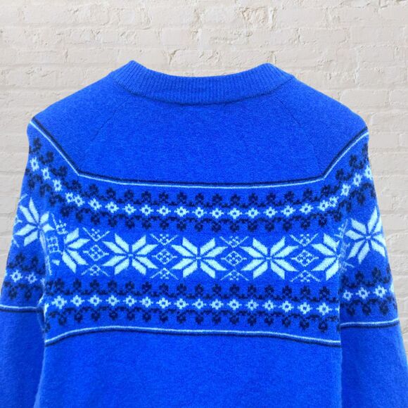 J.Crew Fair Isle Sweater XS Merino Wool Alpaca Blue Crewneck Long Sleeve - Picture 5 of 13